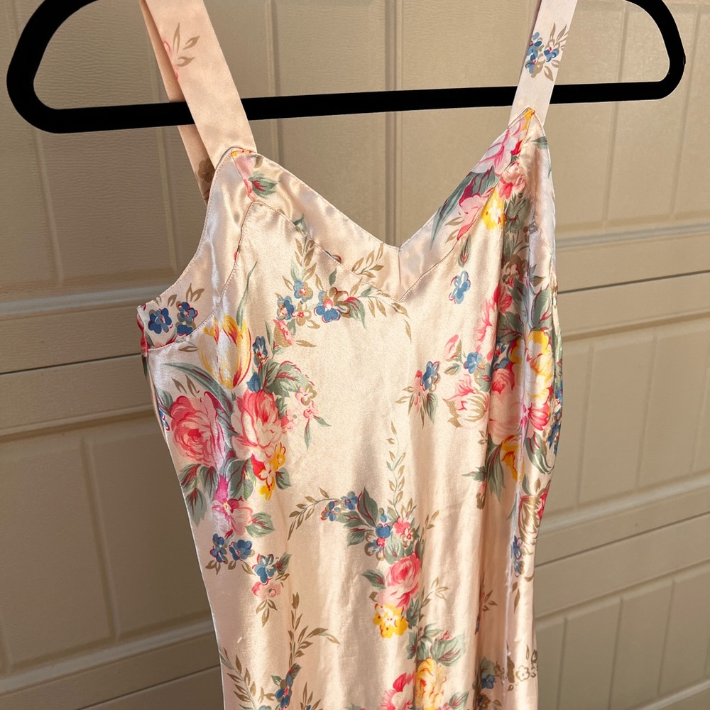 Vintage Victoria Secret Gold Label Floral Satin Slip Dress